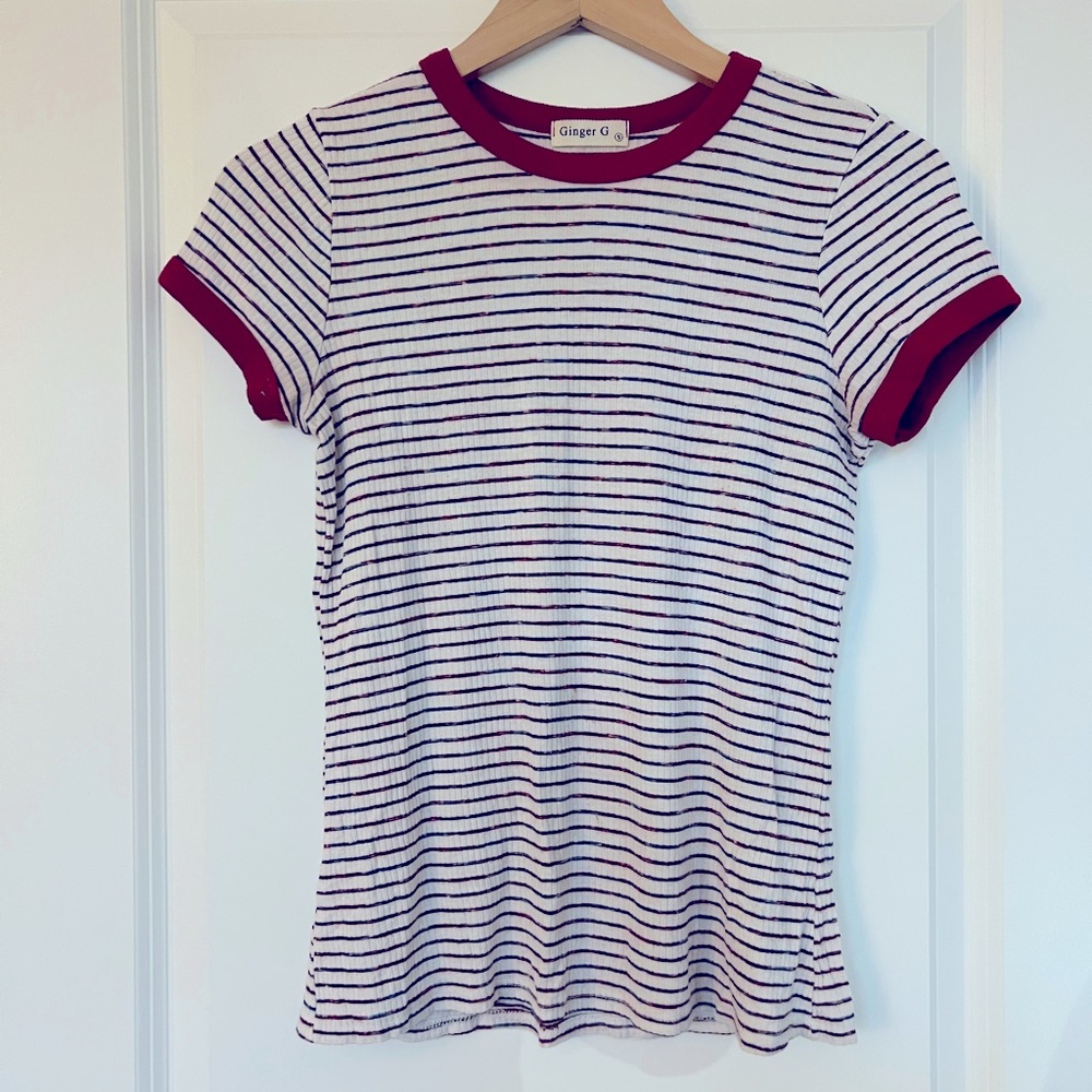 Red and white stripped t-shirt